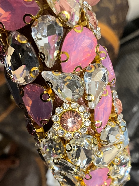 boutique Accessories - Pink Crystal Gold-Tone Statement headband
